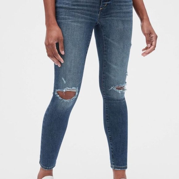 NWT Gap Maternity Full Panel Distressed Jeans - Picture 1 of 7